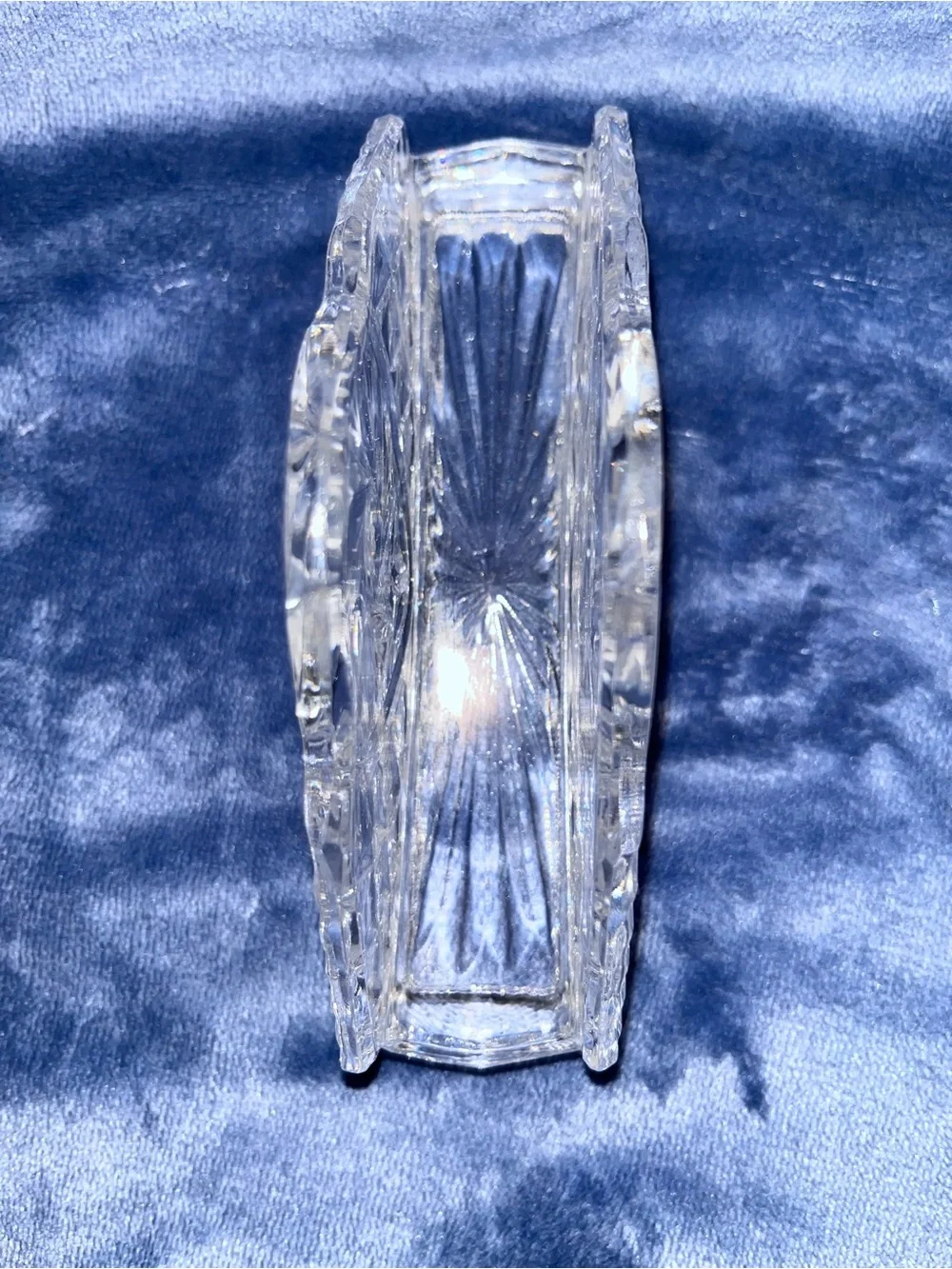 Vintage Lead Crystal Napkin Holder| Cut Glass Starburst Table Decor